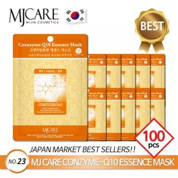 MJ Care Essence Mask Pack Q10 100 sheets x 23g Firmness + Moisture Supply Vitality 1 pack per day