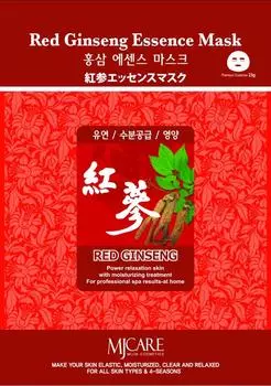 MJCARE RED GINSENG ESSENCE MASK Тканевая маска для лица с экстрактом красного женьшеня