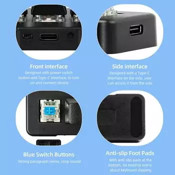 MK321Pro 3-клавишная настраиваемая клавиатура с механическим синим переключателем USB+2.4G+BT подключение для офиса белый