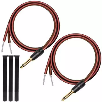 MKBKLLJY 2 шт. TS-штекер для неизолированного провода динамика 1 фут 16AWG положительный красный провод маркировка оболочка из чистой меди позолоченный TS-штекер моно разъем кабеля с