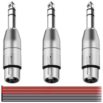 MKBKLLJY 3 шт. Адаптер XLR гнездо - TRS балансный штекер на 3-контактный разъем Двухканальный аудиоразъем с металлическим корпусом Кабель, совместимый с электронным