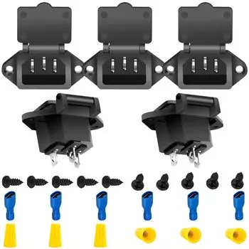MKBKLLJY 5 шт. AC 250 В 10 А IEC 320 C14 крепление вилка адаптер разъем питания гнездо с пружинной крышкой 3-контактный панельный штекер черный клеммный винт с