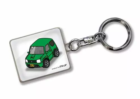MKJP Custom Keychain Suzuki Jimny JB23 Base: White Car Color: Green
