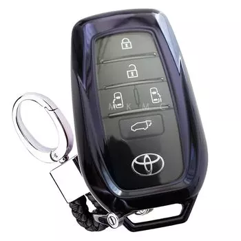 [MKMC] Чехол для смарт-ключа из термополиуретанового материала, совместимый с новыми аксессуарами Toyota Alphard 30 40 Series (Черный фиолетовый)