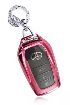 MKMC Смарт-ключ ТПУ Совместим с Toyota и Crown Кастомные детали для женщин Чехол, Материал, Prius, Alphard, Vellfire, Harrier, (Розовый)