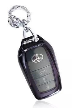MKMC Смарт-ключ ТПУ Совместимый с Toyota и Crown Кастомные детали для женщин Черный чехол, Материал, Prius, Alphard, Vellfire, Harrier, (Кристально-фиолетовый)