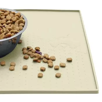 MKUTO Pet Cat Dog Eating Силиконовый наполнитель для кошачьего туалета, поддон для кормления кошек, водоотталкивающий, полностью моющийся коврик, коврик, коврик, коврик, коврик, нескользящий, антипереливной, слоновая кость