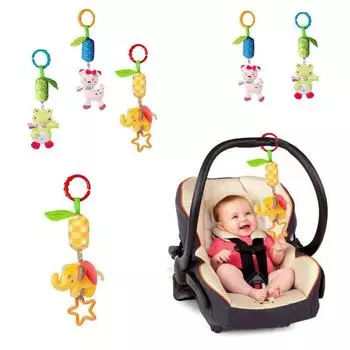 Младенческая детская коляска, плюшевая кукла, подвесной колокольчик, музыкальная погремушка, забавное животное розовый