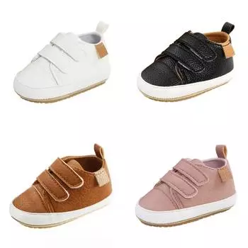 Младенческая детская обувь Нескользящая плоская кожаная обувь для первых ходунков 11