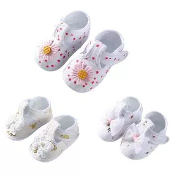 Младенческая детская парусиновая обувь с лепестками/бантом, легкая обувь для кроватки на плоской подошве 11