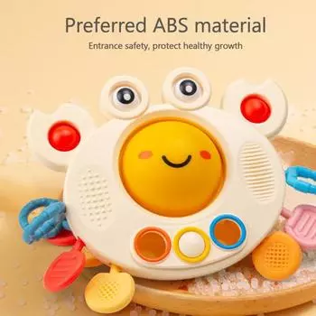 Младенческая игрушка для захвата, мягкий мультяшный краб, шнур с несколькими текстурами, силиконовый шнур для упражнений на прорезывание зубов, сенсорная игрушка для мозга Crab