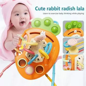 Младенческая игрушка для захвата с несколькими текстурами, красочная мультяшная игрушка-морковка с мягкой силиконовой погремушкой Carrot Set