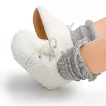 Младенческие пушистые кроссовки, теплая милая детская зимняя модная обувь с героями мультфильмов, нескользящая обувь на шнуровке для малышей, От 0 до 18 месяцев M