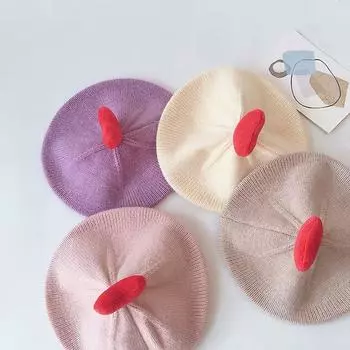 Младенческий однотонный вязаный берет, детские шапки, кепка с любовью художника