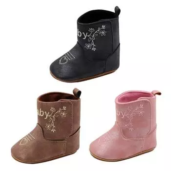 Младенцы Детские Плоские Нескользящие Ботинки Ходунки Обувь 11 чёрный