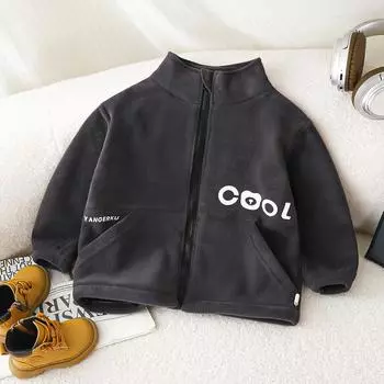 Младенец Мальчик Зима Осень Теплый Мультфильм Молния Кардиган Куртка Шерстяное Пальто Воротник-стойка Одежда Для Девочек Верхняя Одежда Свитера 90cm