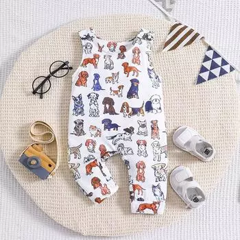 Младенец, милый щенок, котенок, рисунок граффити, боди, повседневный удобный комбинезон без рукавов 1-3M