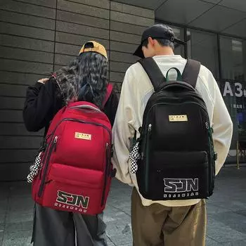 Младший школьник, школьный рюкзак с буквенным принтом, женский рюкзак, мужской легкий рюкзак большой вместимости чёрный