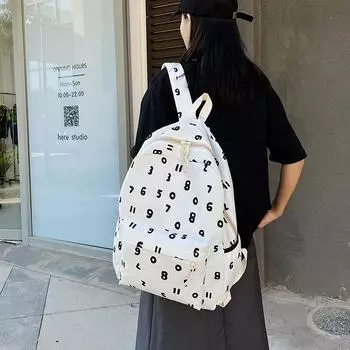 Младший школьник школьный рюкзак с цифровой печатью Рюкзак большой емкости чёрный