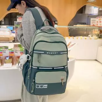 Младший школьный рюкзак для школьников, рюкзак большой емкости, контрастный цветной рюкзак темно-синий