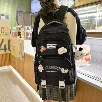 Младший школьный рюкзак женский рюкзак большой емкости рюкзак чёрный