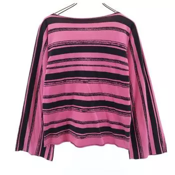 MM6 made in Italy Border Pattern Long sleeve Boat neck Cut Women Used