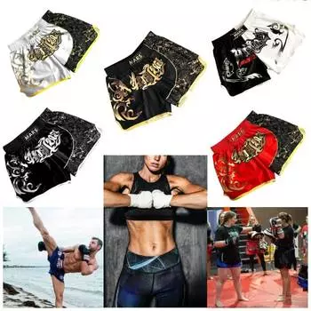 ММА Бокс Муай Тай Кикбоксинг Унисекс Мужчины Женщины Брюки Боевые Фитнес Тренировки в Тренажерном Зале Боевые Искусства Спортивные Тренировки M