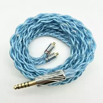 MMCX Silver Plated Cable MMCX Recable 4 Core Earphone Upgrade Cable Replacement Cable [BIGMANGO-ALLBLUE] 4.4mm 4.4mm (MMCX4.4mm)