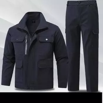 Mn s Осень-зима плюс размер однослойный спортивный рабочий костюм куртка + брюки комплект из 2 предметов XXXL
