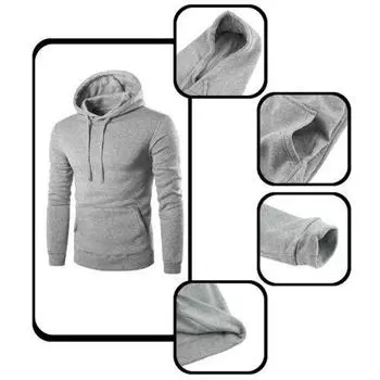Mnner Schwei Kapuzenpulli Hemd Lockere Jacke Mantel Oben Hoody Sport LightGrey,L