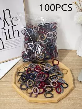 Многим нравятся резинки для волос с высокой эластичностью, 100 штук разных цветов, бесшовные резинки для волос