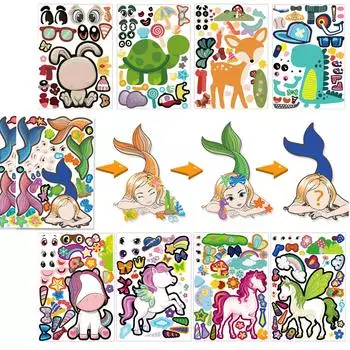 Много стилей. Сделайте свои собственные наклейки для детей, сделайте наклейку с лицом животного своими руками, вечеринку, фестиваль, награду за креативное художественное ремесло, забавную наклейку-головоломку