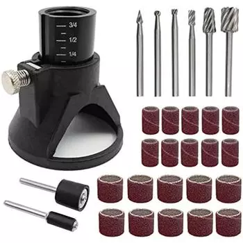 Много вращающихся многофункциональных инструментов, направляющая для резки, фрезерный станок из быстрорежущей стали, насадка для сверл, небольшая электрическая шлифовальная наждачная бумага, комбинированные аксессуары one-size чёрный