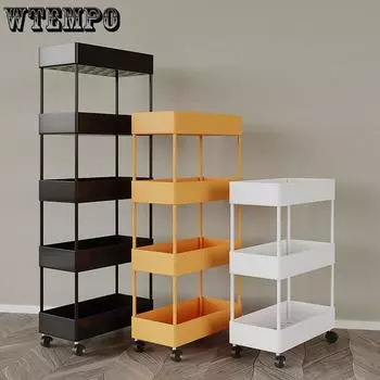 Многоэтажная кухонная стеллаж для хранения, мобильная тележка, стеллаж для хранения с узким швом для ванной комнаты, стеллаж для отделки пола, стеллаж для хранения в спальне 3 Layer белый
