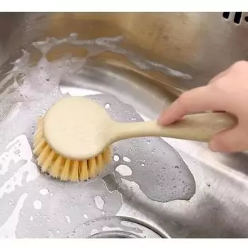 Многоцелевая кухонная щетка для чистки с длинной ручкой, щетка для сковородок, многофункциональная щетка для мытья тарелок, чаш, посуды, удаление пятен, идеально подходит для бытовых нужд 22*6cm жёлтый