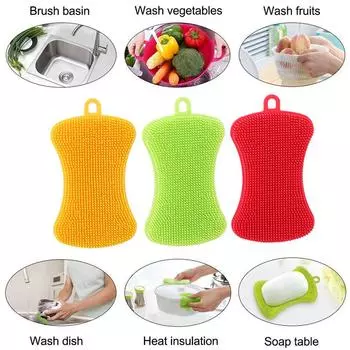 Многоцелевая мягкая силиконовая щетка для мытья посуды Hanyu, щетка для чистки One size красный