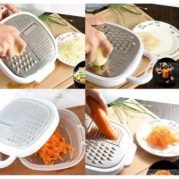 Многоцелевая овощерезка с крышкой, ланч-бокс из нержавеющей стали, измельчитель картофеля, огурцов, фруктов, терка, кухонные гаджеты