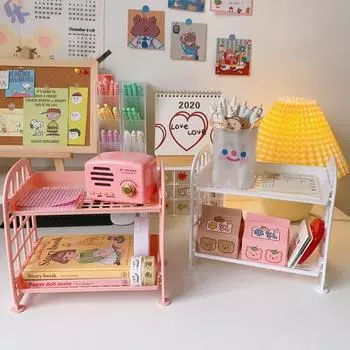 Многоцелевая пластиковая простая большая полка для хранения стола Lapacity Полка для хранения розовый