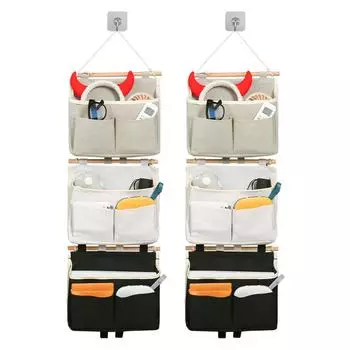 Многоцелевая подвесная сумка для хранения вещей Практичные и функциональные карманные складные настенные органайзеры для шкафов чёрный