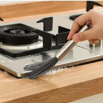 Многоцелевая щетка для чистки с длинной ручкой, нержавеющая сталь, не требует электропитания, для гостиной, спальни, ванной комнаты, кухни, мебели серебряный