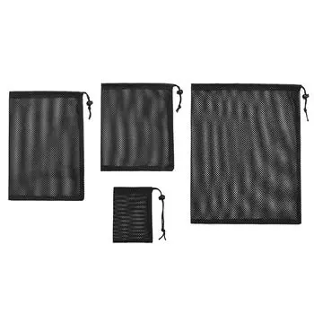 Многоцелевая сетчатая сумка на шнурке, дышащая сумка для хранения, черная нейлоновая сумка для белья, мешок для вещей, регулируемый мешок с пуговицами