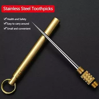 Многоцелевая титановая наружная переносная бутылка для зубочисток EDC, вилка для фруктов, походный инструмент, трубка для зубочисток более долговечна, чем зубная нить Toothpicks