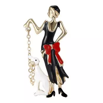 Многоцелевая Забавная Изысканная Брошь «Идущая Девушка» Элегантные Дизайны Портативный Модный Аксессуар для Исполнителей Повседневные Наряды чёрный