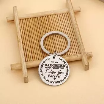 Многоцелевой буквенный принт, яркий блеск, гладкая поверхность, многоразовый подарок из нержавеющей стали для МОЕЙ ДОЧИ, держатель для ключей, подвесной кулон для всей семьи 30mm серебряный