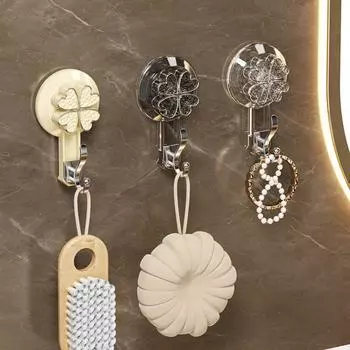 Многоцелевой четырехлистный клевер с прочной присоской, крючок для одежды многоразового использования, без проколов, декоративный органайзер для ванной комнаты из ПЭТ