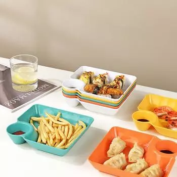 Многоцелевой держатель для картофеля фри, кетчупа, тарелка для пельменей с уксусом, блюдо для закусок, 2-решетчатая тарелка для специй, десерт для пельменей