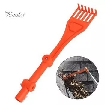 Многоцелевой инструмент для чистки водостоков с граблями Мини-грабли с вращающейся ручкой Долговечные грабли для удаления мусора из водостоков с земли оранжевый