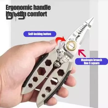 Многоцелевой инструмент для зачистки проводов, профессиональный обжимной инструмент высокой плотности, функция гаечного ключа, зачистка, резка, обжим, разделительный инструмент серебряный