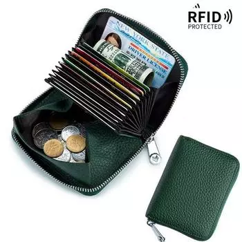 Многоцелевой кошелек-гармошка Auxerrein из воловьей кожи с RFID защитой от взлома