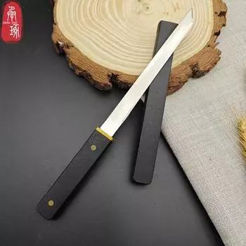 Многоцелевой кухонный нож из нержавеющей стали, самурайский нож для фруктов, острый портативный нож для рыбалки с крышкой чёрный